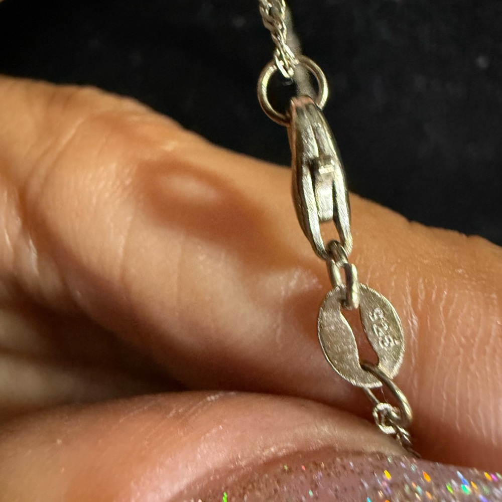 VINTAGE Sterling 925 Silver Single Freshwater Pearl and CZ Pendant Necklace - Picture 5 of 6